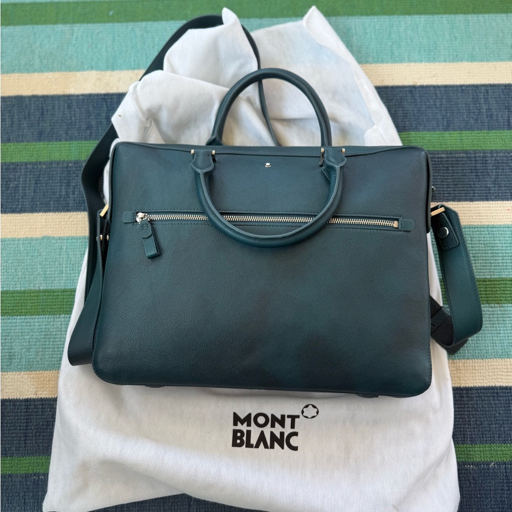 Montblanc Dark Teal Leather Briefcase